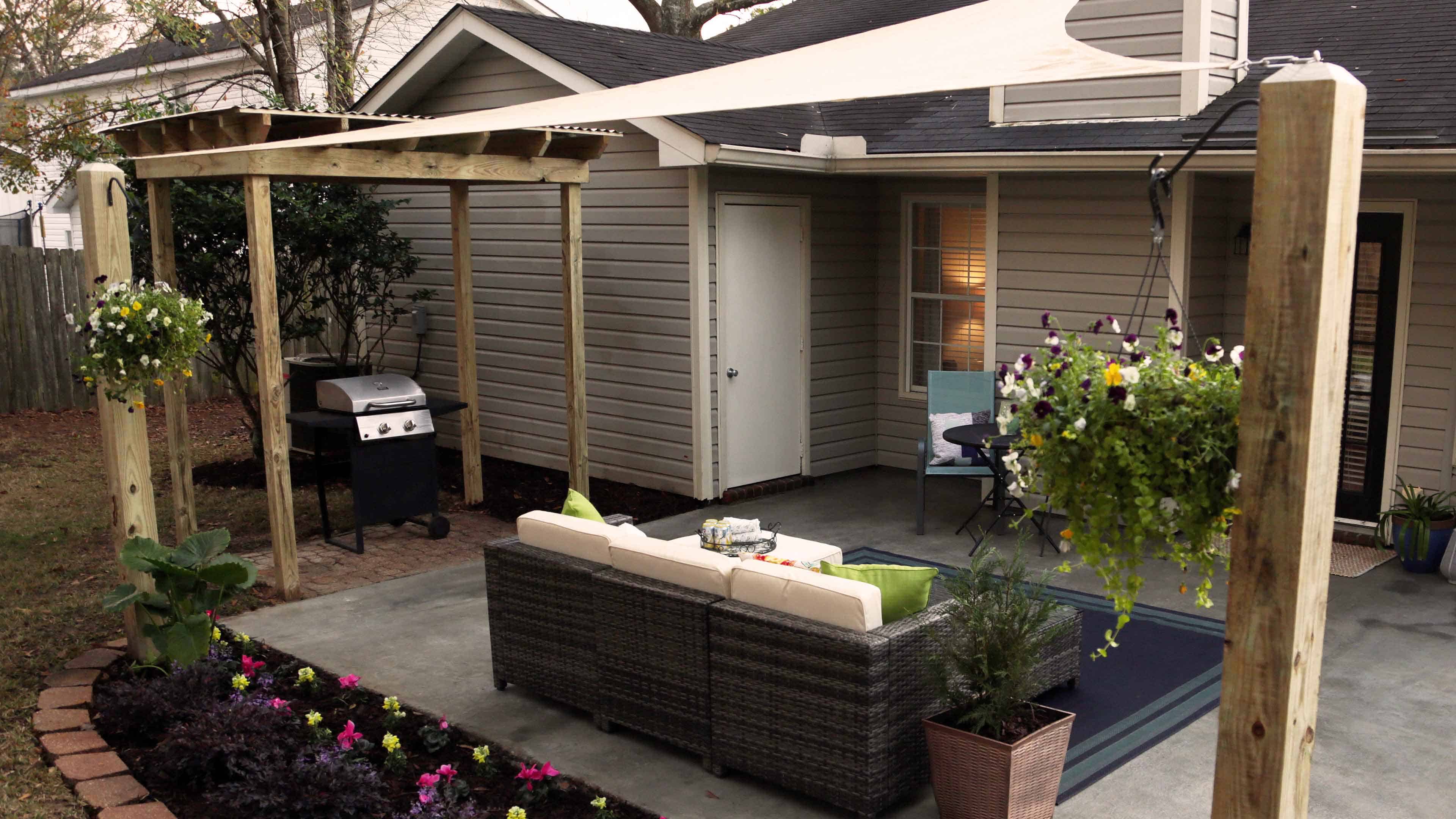 A canopy install is an easy way to provide cover for your outdoor kitchen.