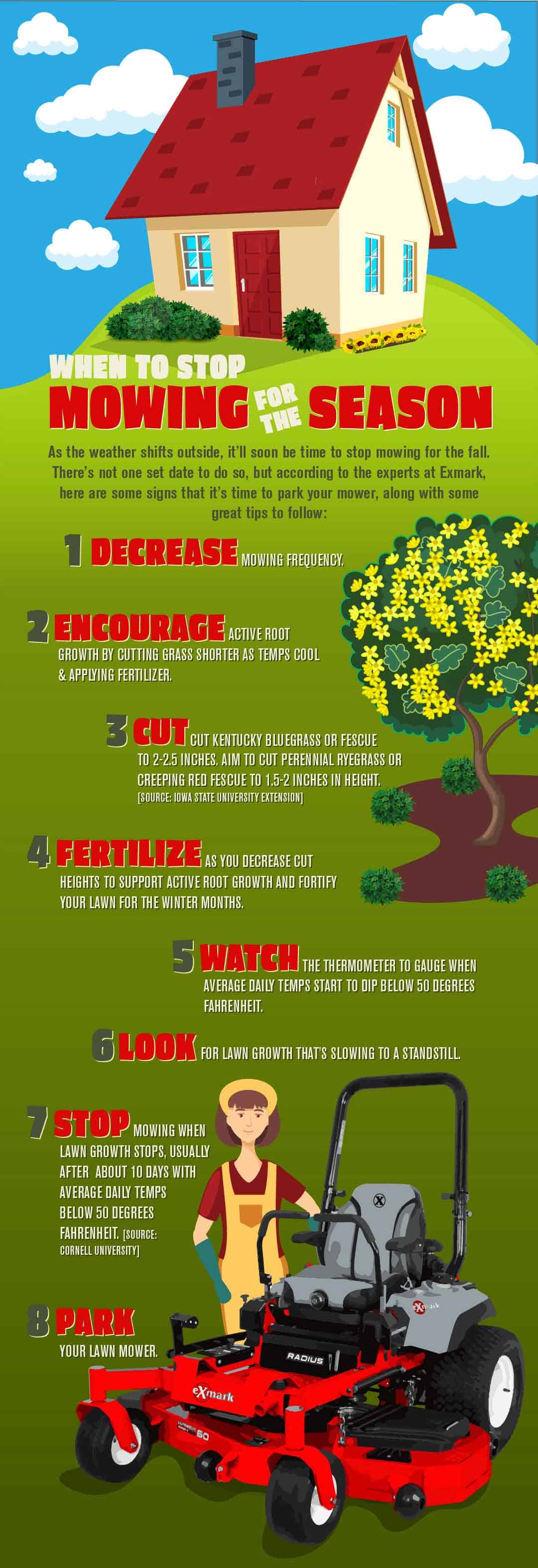When to stop mowing for the season infographic with tips for fall lawn care