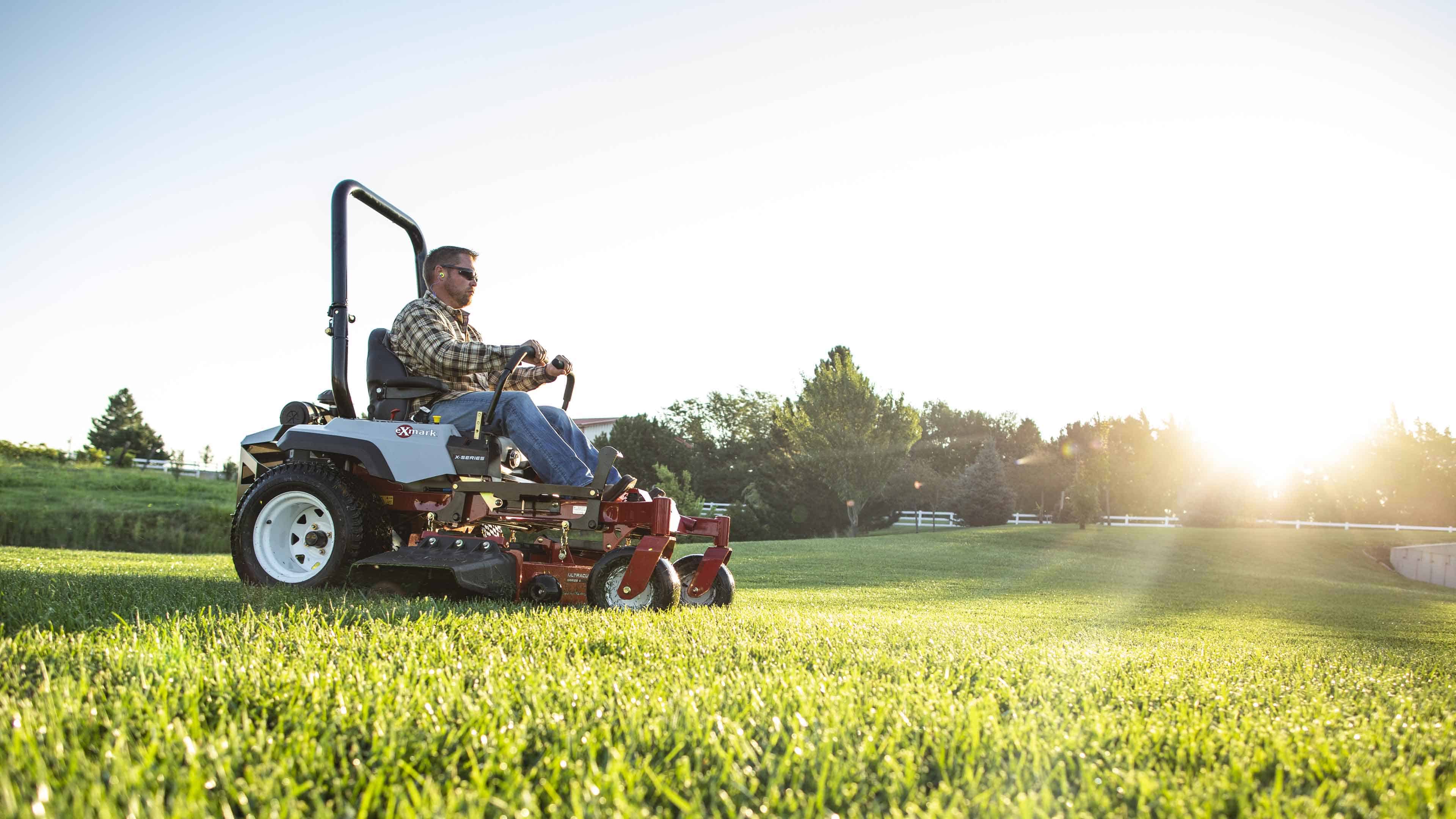 mowing a healthy, pest-free lawn with an Exmark zero-turn mower