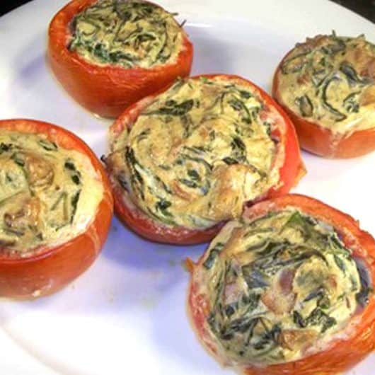 Smoked Creamed Spinach Stuffed Tomatoes