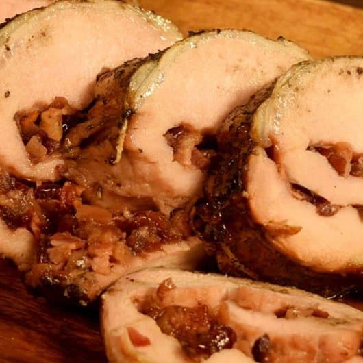 Stuffed Pork Loin w/ Cranberry Apple Bacon Jam