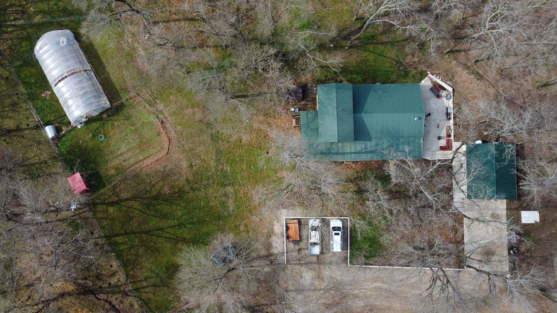 Hobby farm aerial view