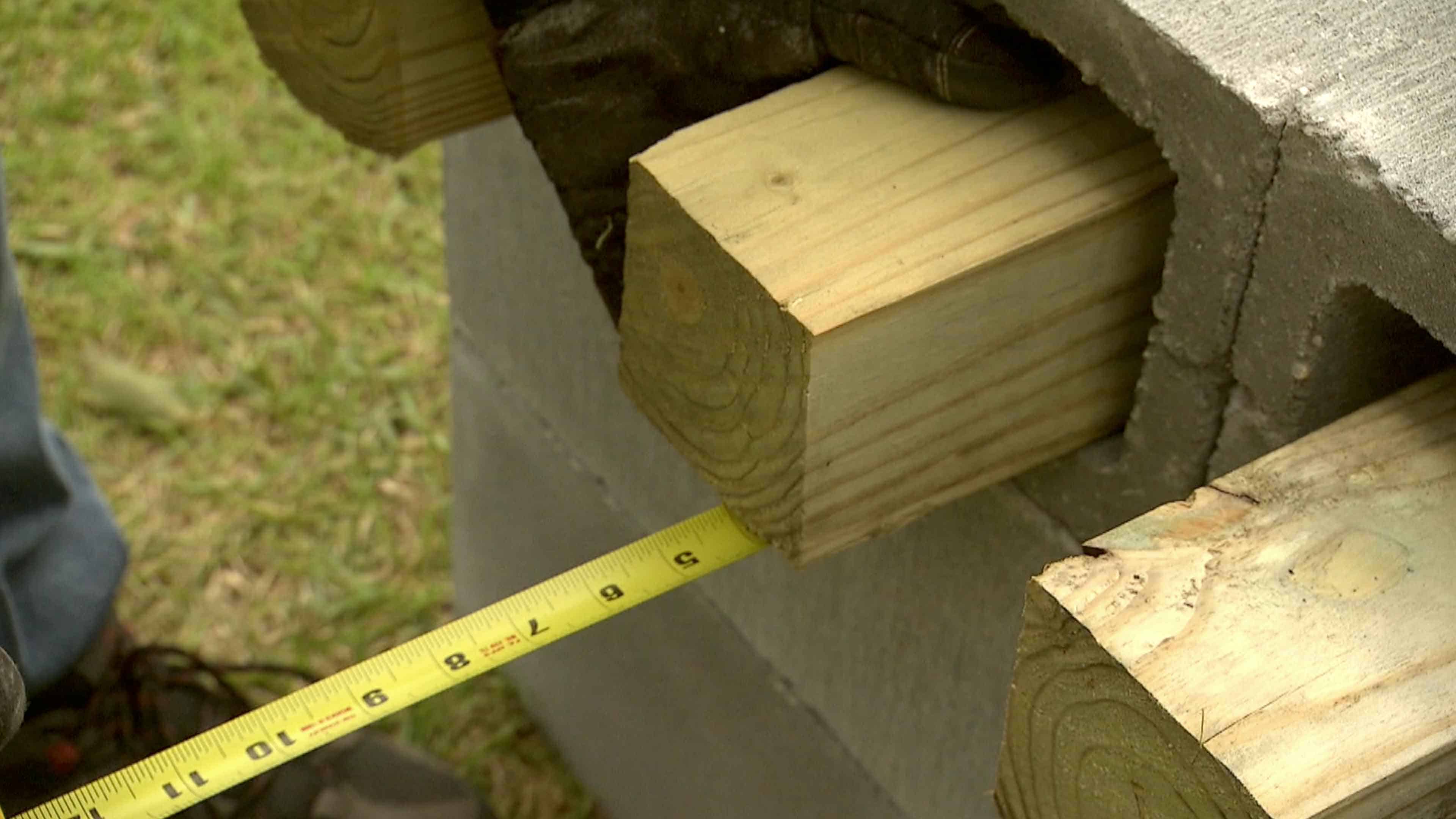 Measuring wood for bench