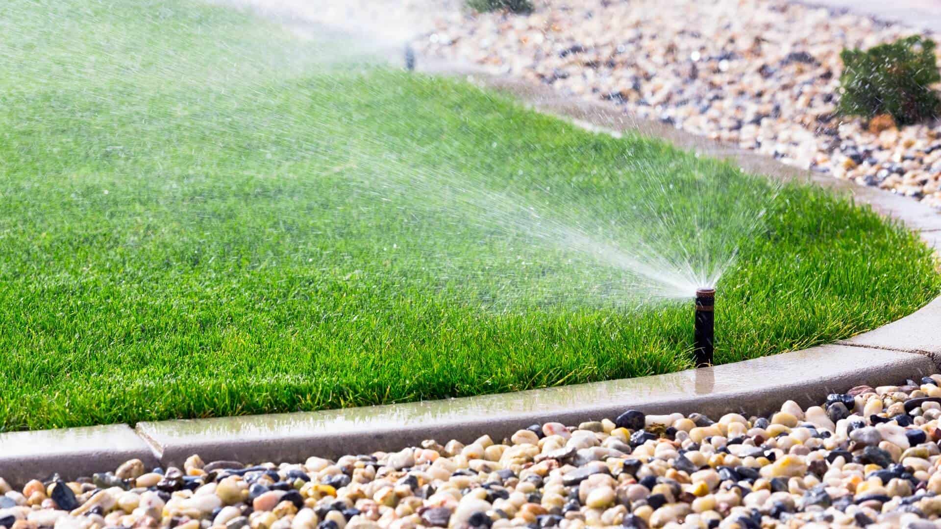 Sprinkler watering lawn