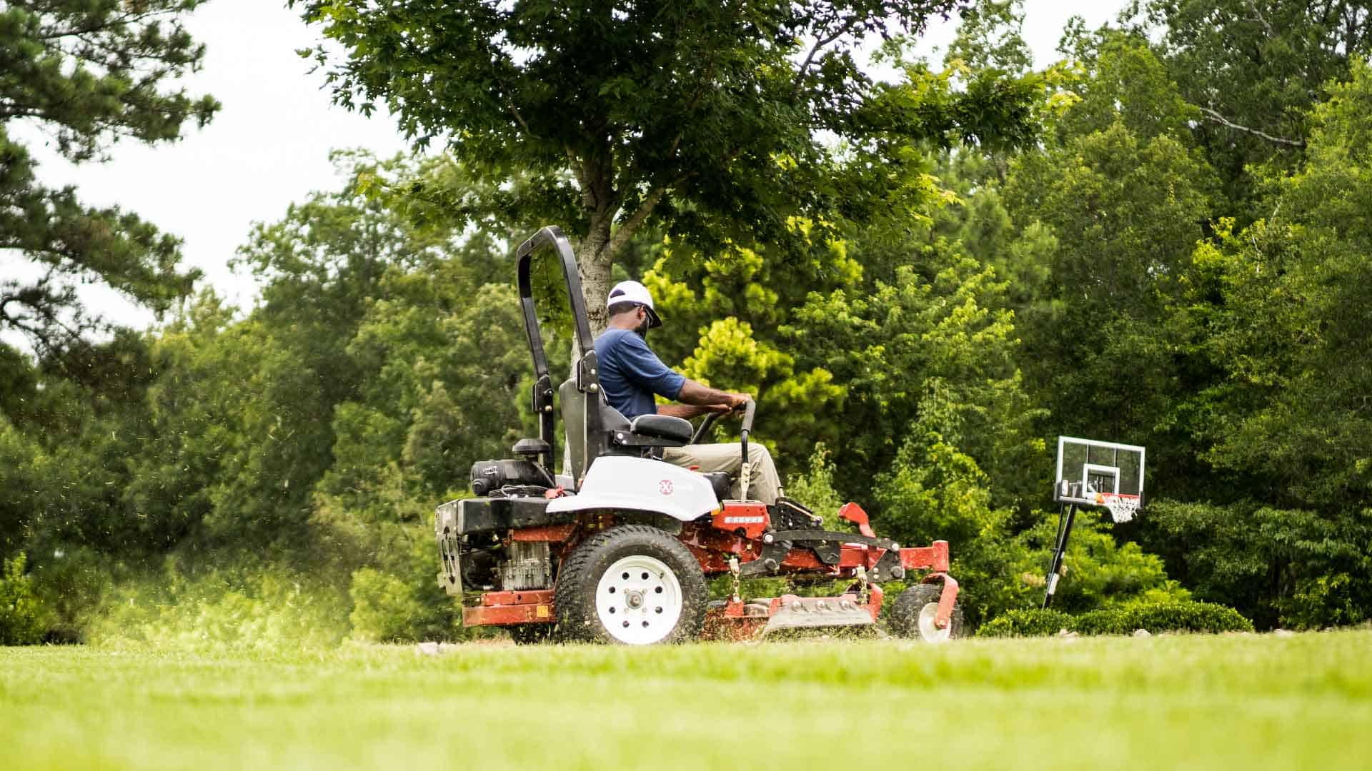 Brian Latimer on his Exmark riding mower