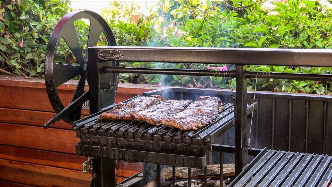 Ribs on wood-fired grill