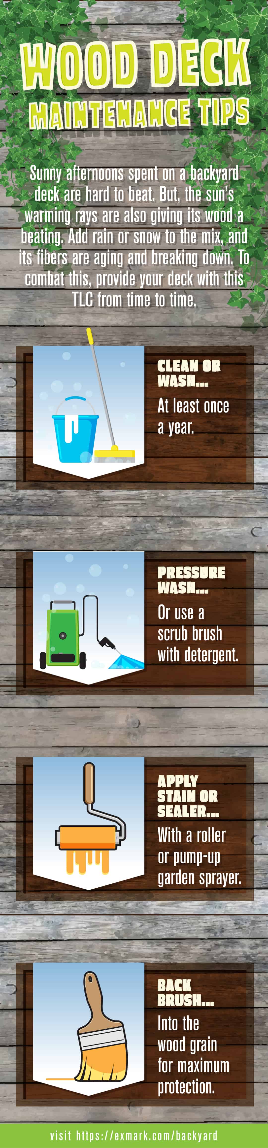 Wood Deck Maintenance Tips infographic