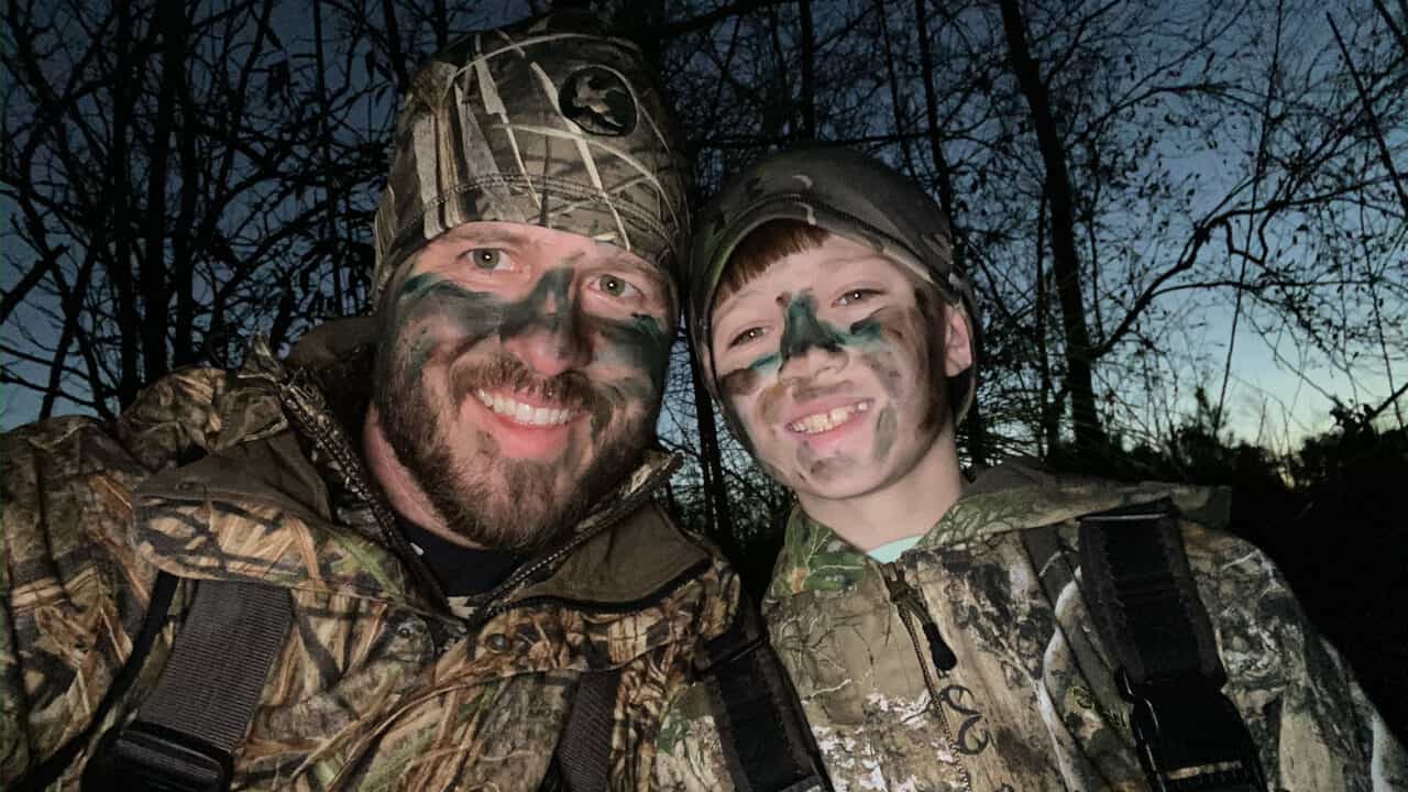 David Bancroft and son duck hunting