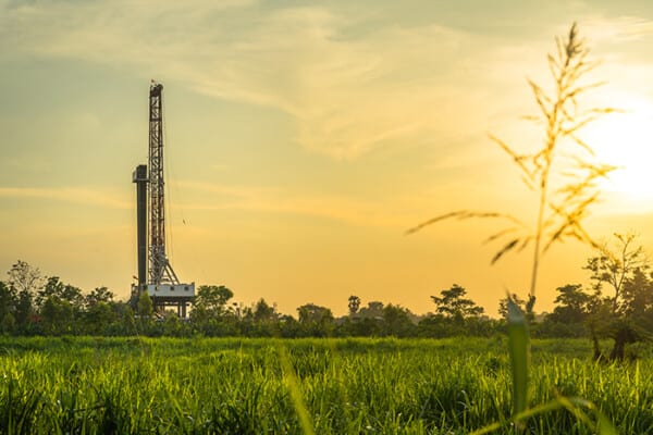 Oil tower on farm