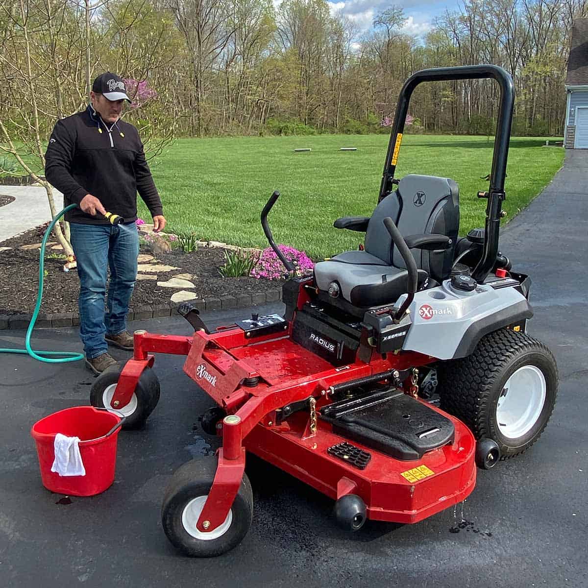 Joe washing his Exmark mower