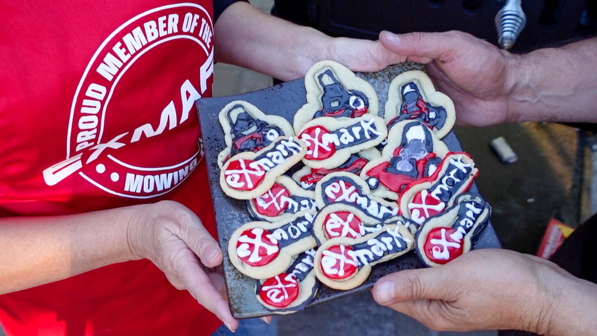Greg Mrvich Spiced Sugar Cookies decorated like Exmark mowers